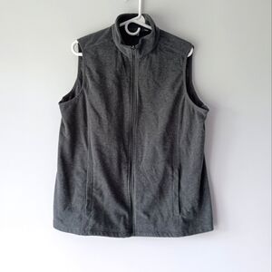 Lands' End Outfitters Sleeveless Fleece Vest Full Zipper Charcoal Grey Large